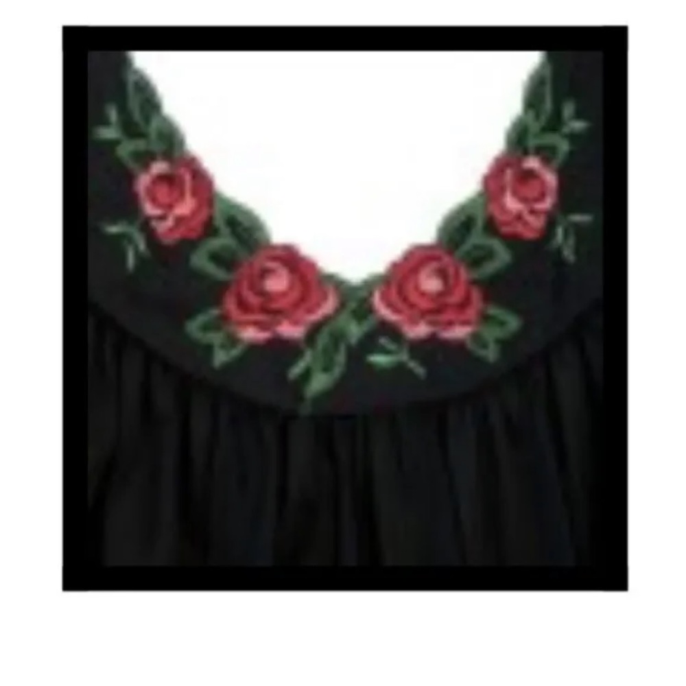 Shadowline Black Gown Flutter Sleeve Long Nightgown Petals Collection Size S